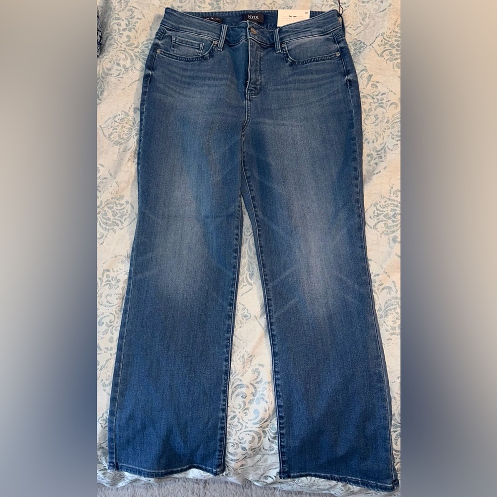 NYDJ Women's Marilyn Straight Ankle LIFTXTUCK Sure Stretch Blue Jeans 10 NWT